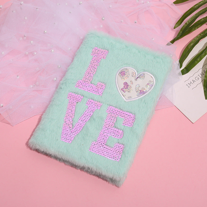 Wholesale Sequin Cartoon Colored Plush Notebook